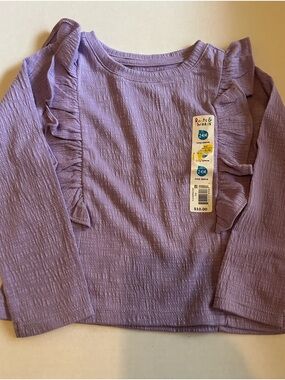Lavender Long Sleeve Ruffle Tee - 24M